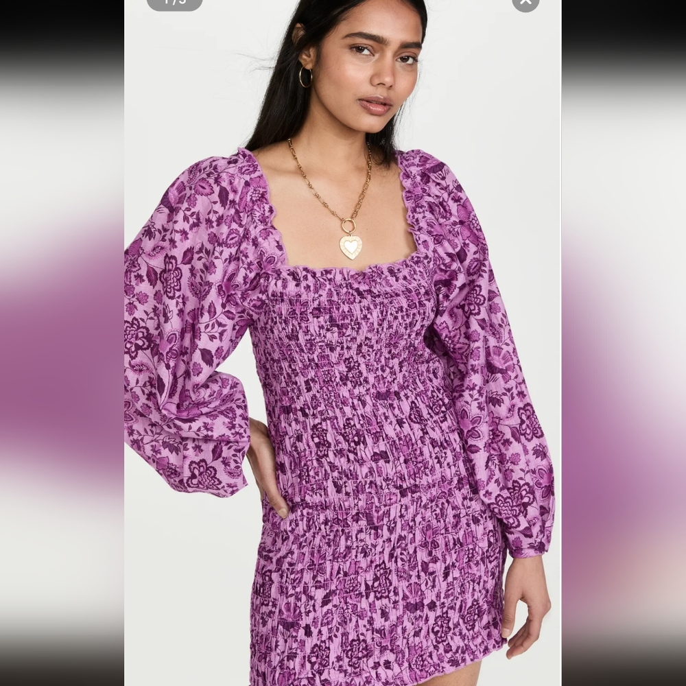 NWT Free People purple smocked mini dress Medium